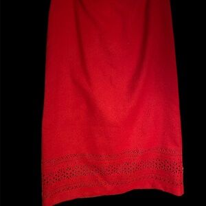 Vintage Urban Works Red A-Line Lined Eyelet Slit Zip Long Skirt 12 Polyester